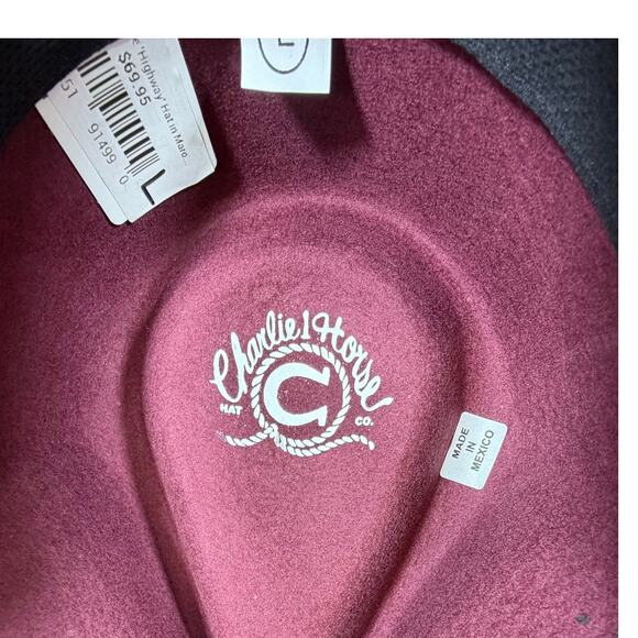 Charlie 1 Horse Women\'s Maroon Large NWT Highway Wool Felt Western Cowboy Hat main image 9
